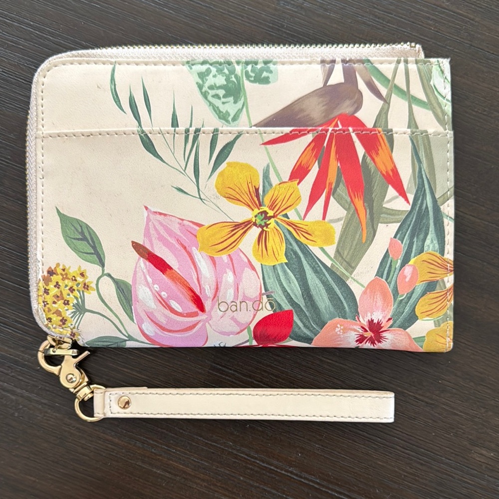 ban.do Floral Wristlet - Cream and Multicolor
